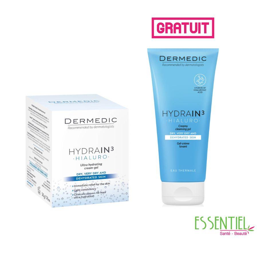 DERMEDIC pack :HYDRAIN 3 GEL CRÈME ULTR-HYDRATING 50G + gel crème lavant