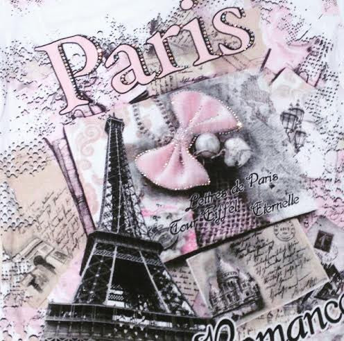 Tee shirt blanc Paris France "Le noeud strass" – Image 2