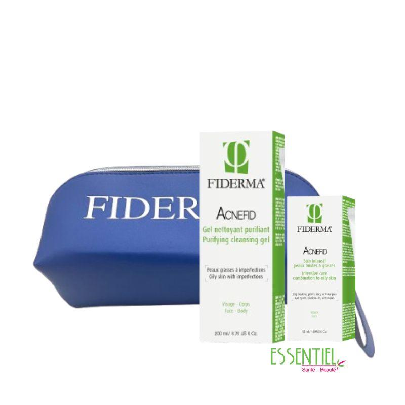 Fiderma Acnefid gel nettoyant purifiant + soin intensif peaux mixtes à grasses + trousse offerte