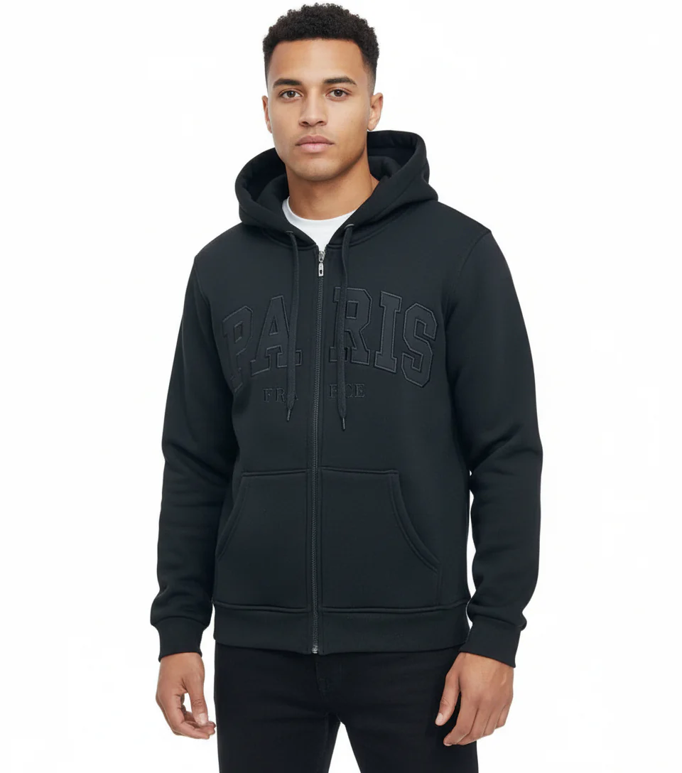 Sweat-shirt France Paris Zip - Noir – Image 2