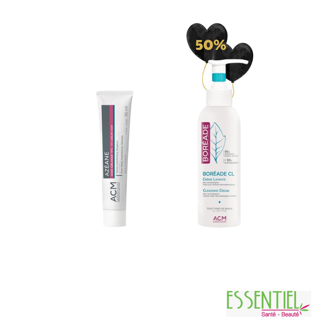 Azéane Cream 15% Acide Azélaïque + Boréade CL Crème Lavante -50% – Soin anti-imperfections & éclat