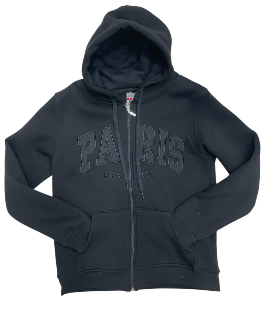 Sweat-shirt France Paris Zip - Noir