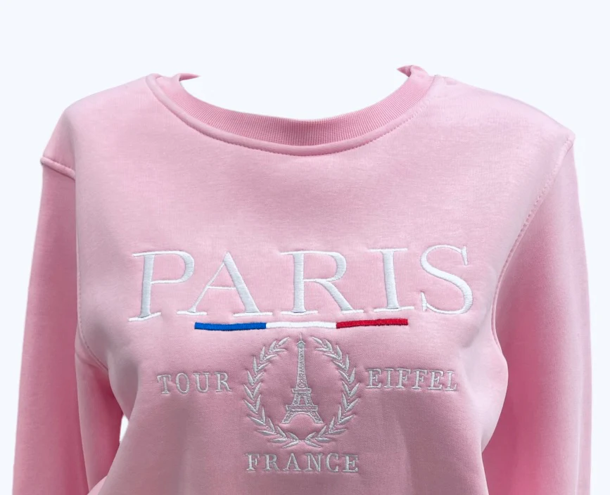 Sweat-Shirt Paris Tour Eiffel Rose – Image 3