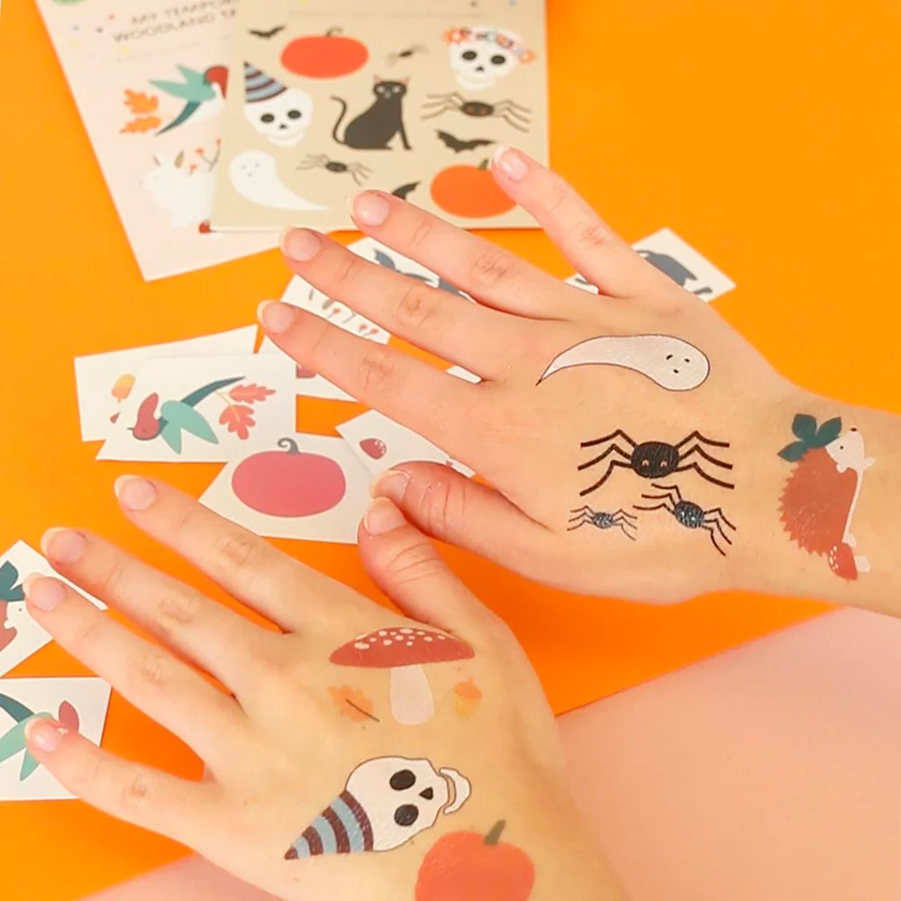 Halloween - Tatouage ephemere : 1 planche de 8 tatouages halloween – Image 2