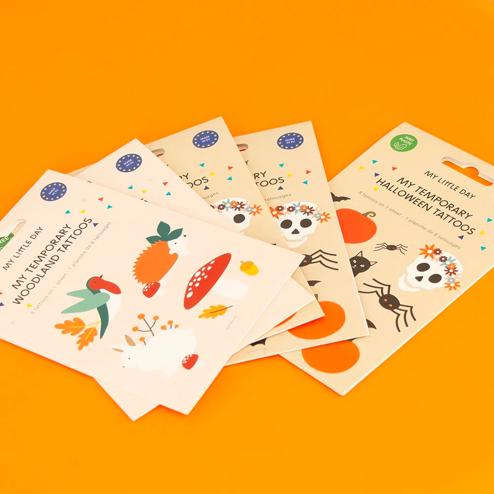 Halloween - Tatouage ephemere : 1 planche de 8 tatouages halloween – Image 3