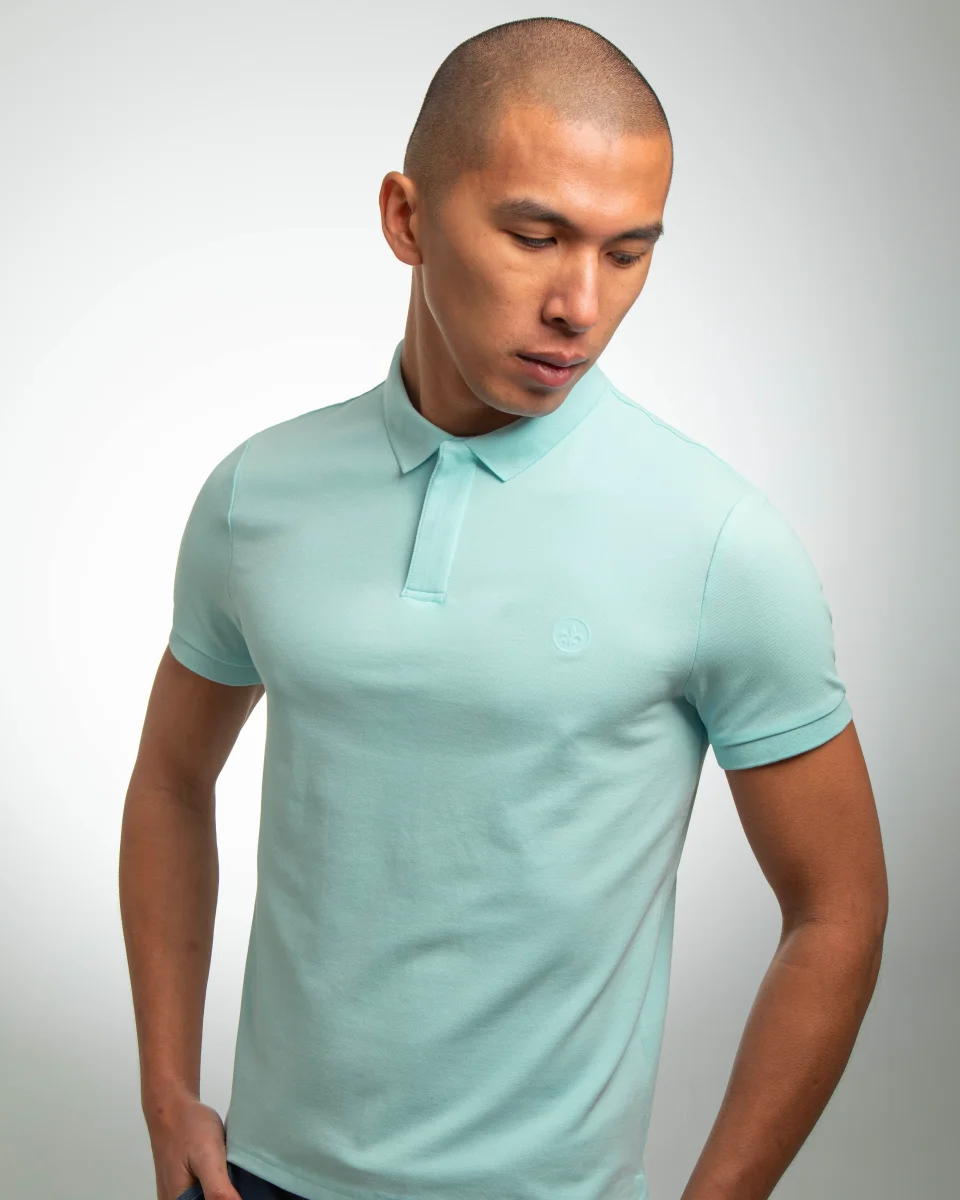 Polo Coton Piqué Bleu Ciel – Image 2