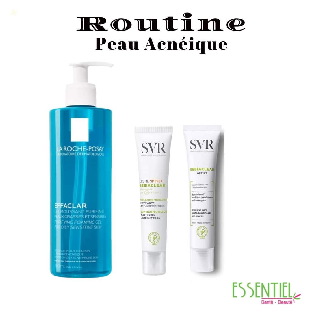 Routine peau acnéique la roche-posay & svr sebiaclear active et spf 50+
