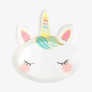 Assiette en carton : 8 assiettes tête de licorne