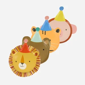 Assiette en carton : 8 assiettes têtes d'animaux