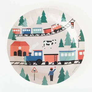Assiette en carton : 8 assiettes train