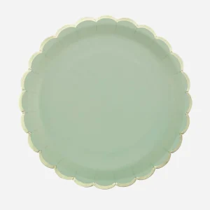 Assiette en carton : 8 assiettes vert sauge