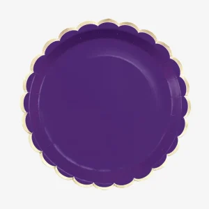 Assiette en carton : 8 assiettes violet et or