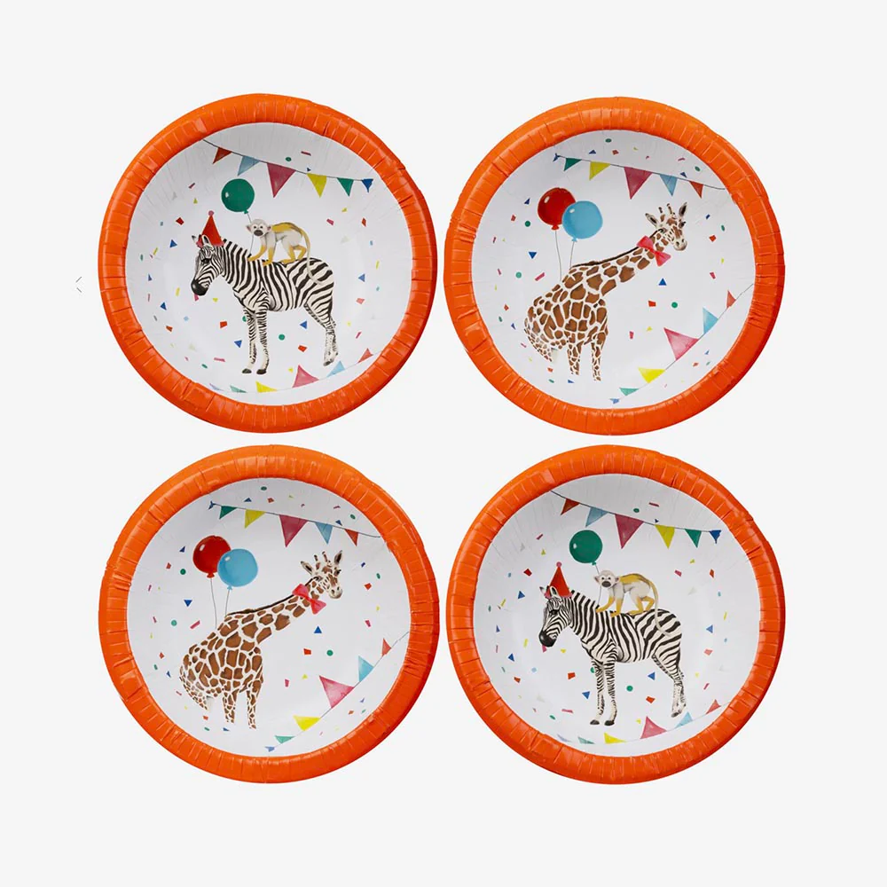 Assiette en carton : 8 bols safari festif