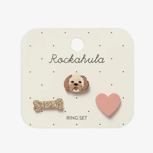 3 bagues chien, os et coeur