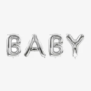 Baby Shower - ballon lettre - Baby argenté