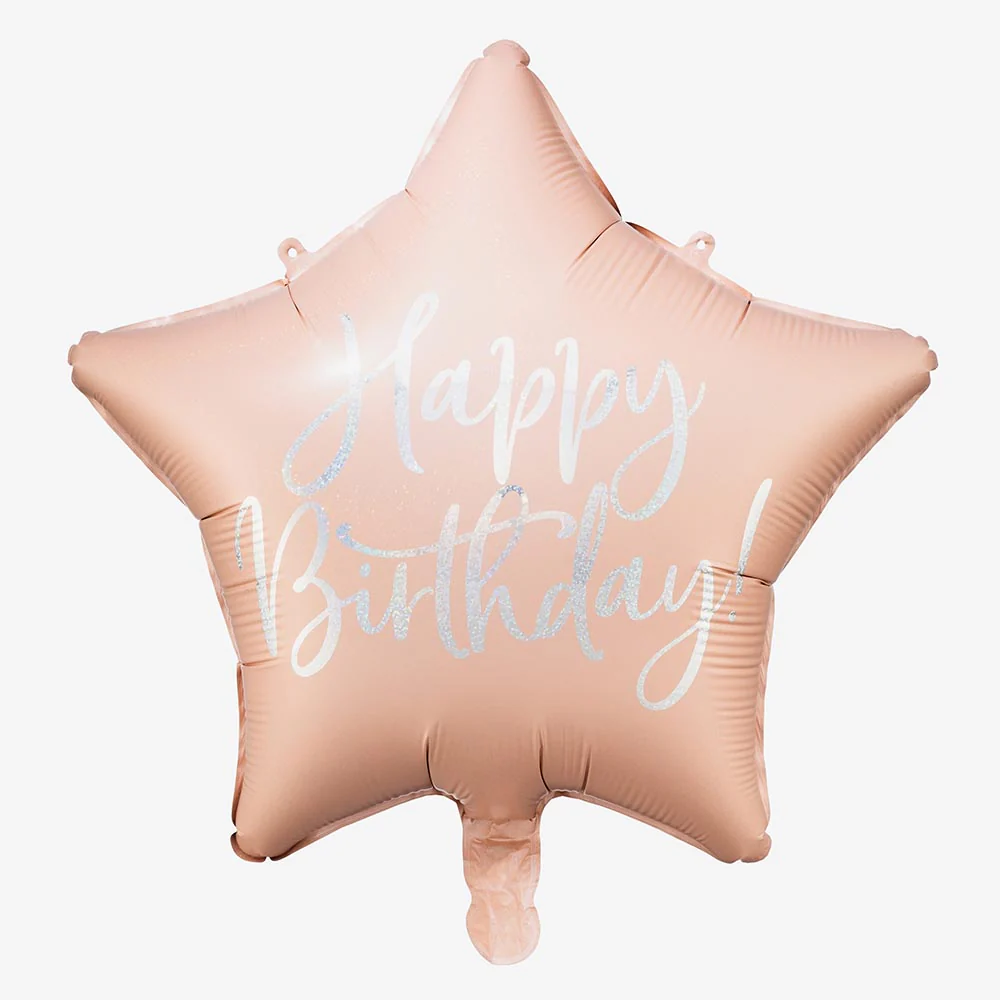 Ballon étoile rose gold Happy Birthday