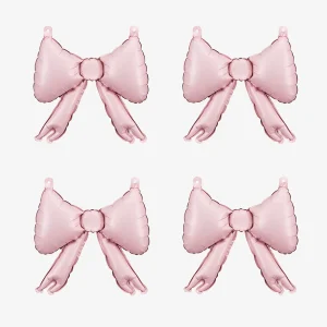5 mini ballons noeuds rose clair
