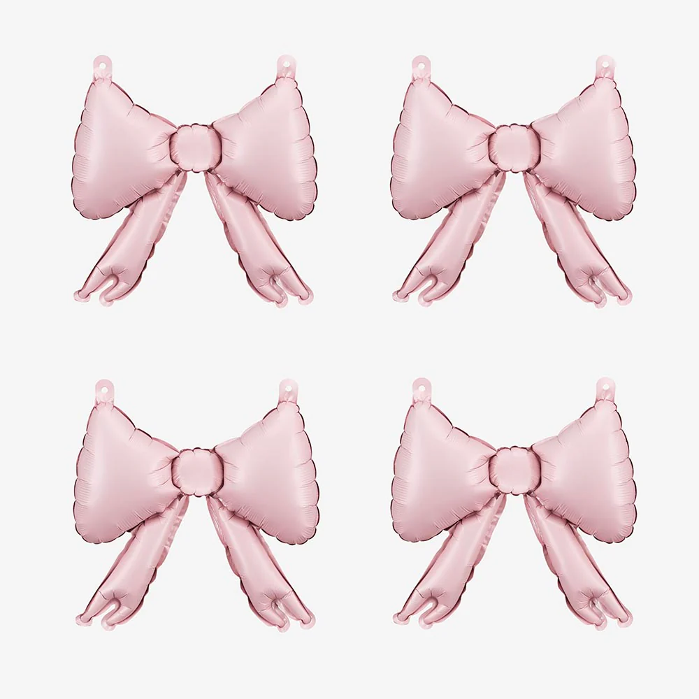 5 mini ballons noeuds rose clair