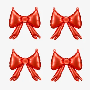 5 mini ballons noeuds rouges