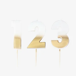 Bougie anniversaire : bougie chiffre doré et blanc
