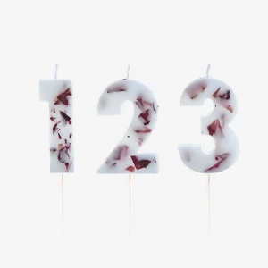 Bougie anniversaire : bougie chiffre pétales de fleurs