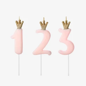 Bougie anniversaire : bougie chiffre rose couronne