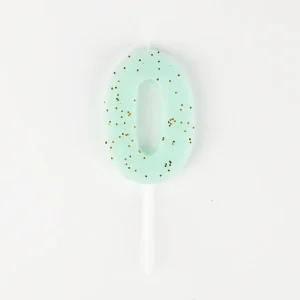 Bougie anniversaire : bougie chiffre 0 aqua
