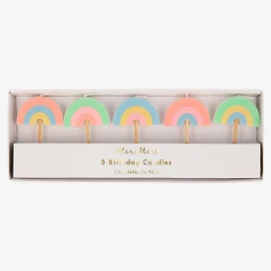 Bougie anniversaire : 5 bougies arc-en-ciel