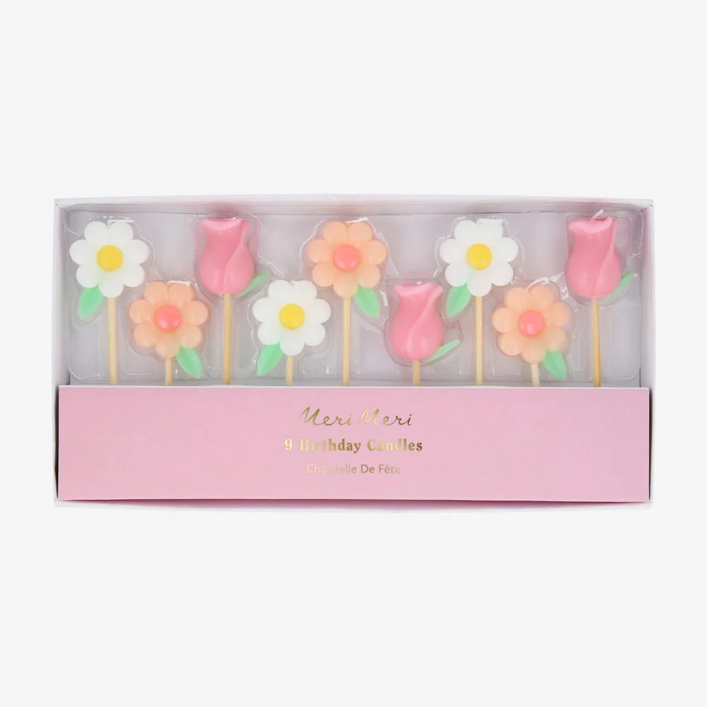 Bougie anniversaire : 9 bougies fleurs – Image 2
