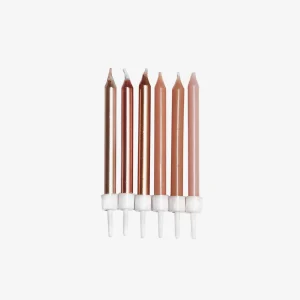 Bougie anniversaire : 12 bougies dégradé rose gold