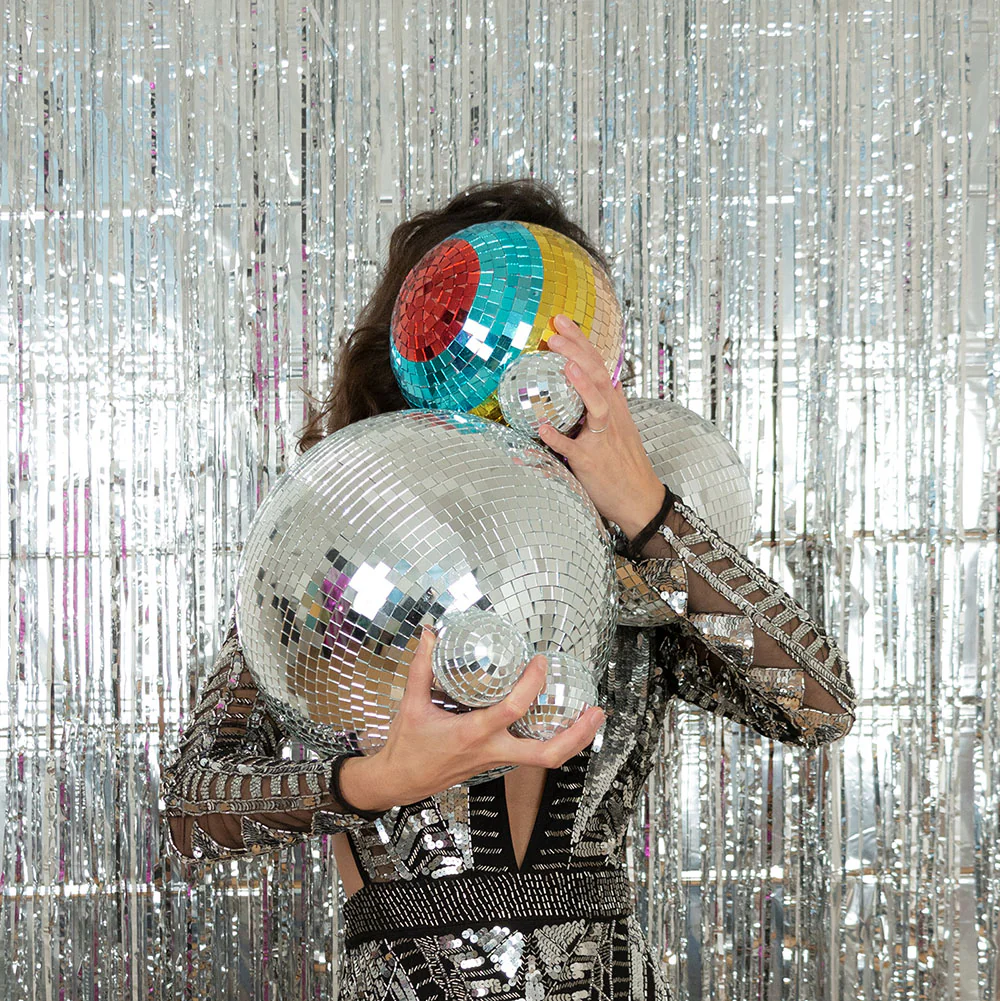 Boule à facettes argentée 20 cm – Image 3