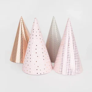 8 chapeaux pointus - Roses et métallisés