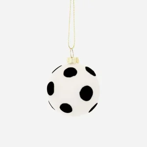 1 décoration de Noel blanche à pois noirs
