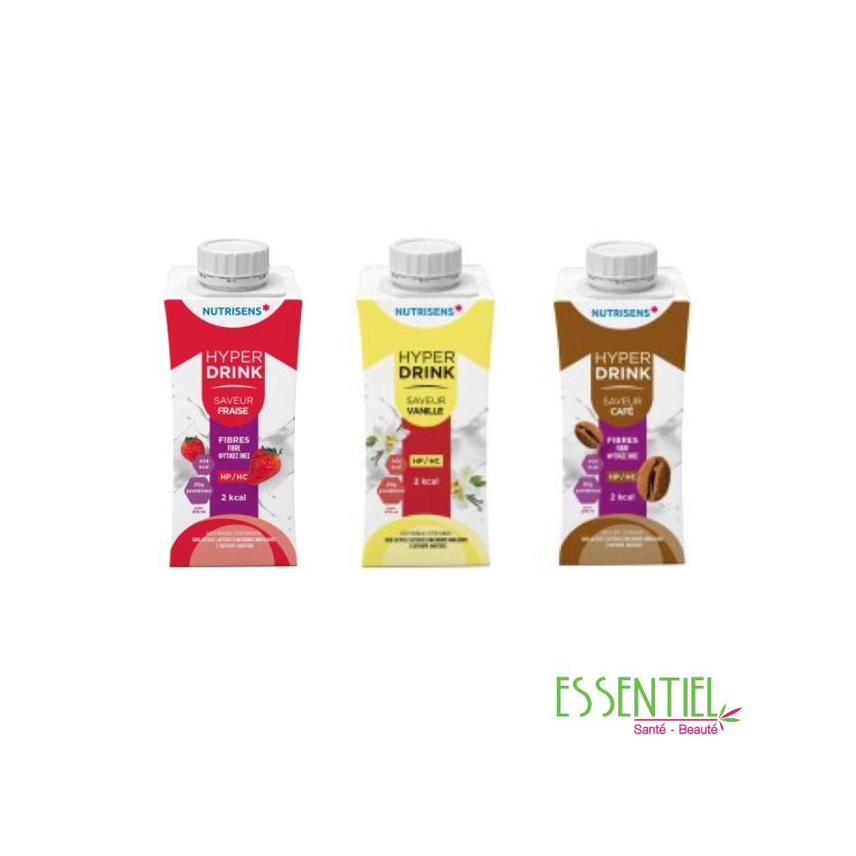 LOT De 3 NUTRISENS Hyperdrink Saveur Vanille/Café/Fruits rouges hp/hc 2 kcal