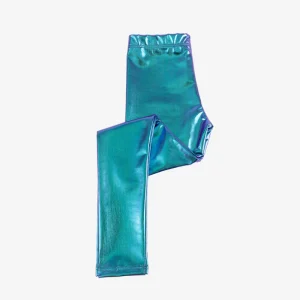 Legging métallique bleu