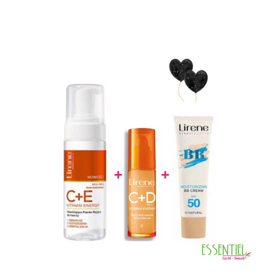 LIRENE PACK SERUM C+D PRO + GEL MOUSSANT C+E 150ML+ BB CREAM SPF 50 (01) OFFERT