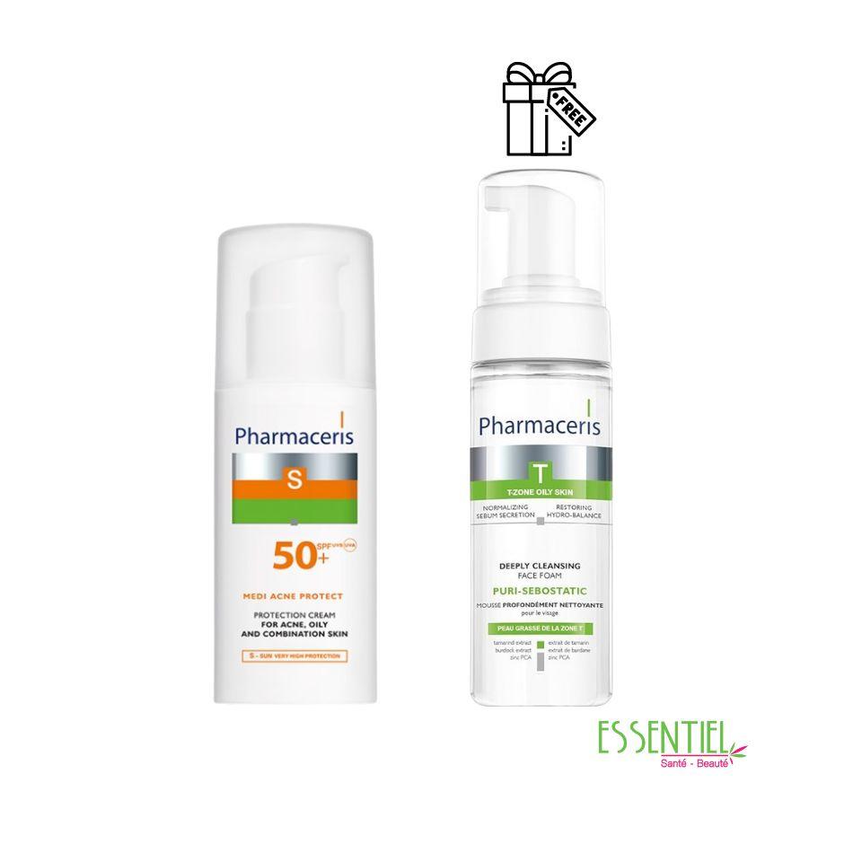 Pharmaceris Lot Medi acne protect spf 50+& Mousse nettoyante puri-sebostatic Offerte