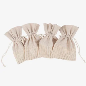 4 pochons rayés dorés et crème