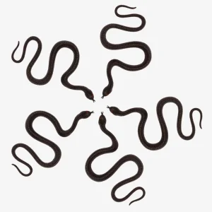 5 serpents en plastique noirs