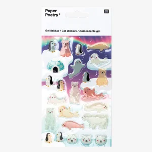1 planche de stickers gel ours polaire et phoque