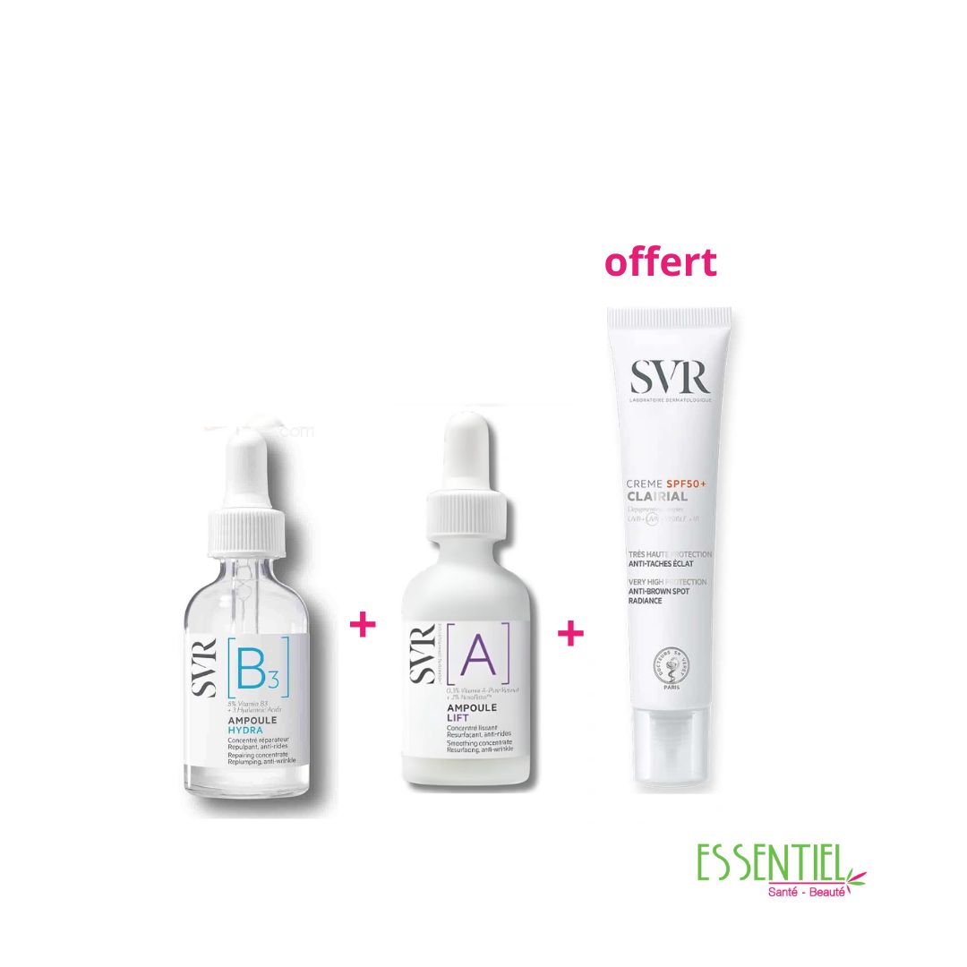 SVR Pack ampoule Lift+ ampoule Vit B3 + CLAIRIAL invisible spf 50+ offert