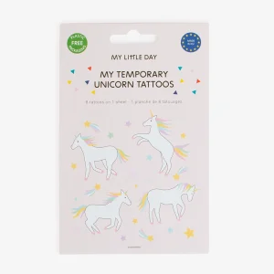 Tatouage ephemere : 1 planche de 8 tattoos licorne galactique
