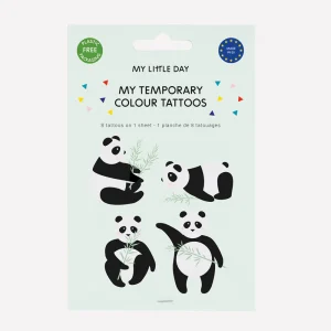 Tatouage ephemere : 1 planche de 8 tattoos panda
