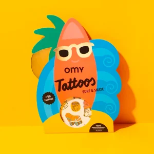 Tatouage ephemere : 2 planches de tatouages surf & skate