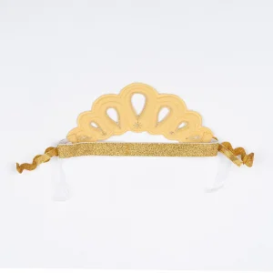 Tiare en tissu doré