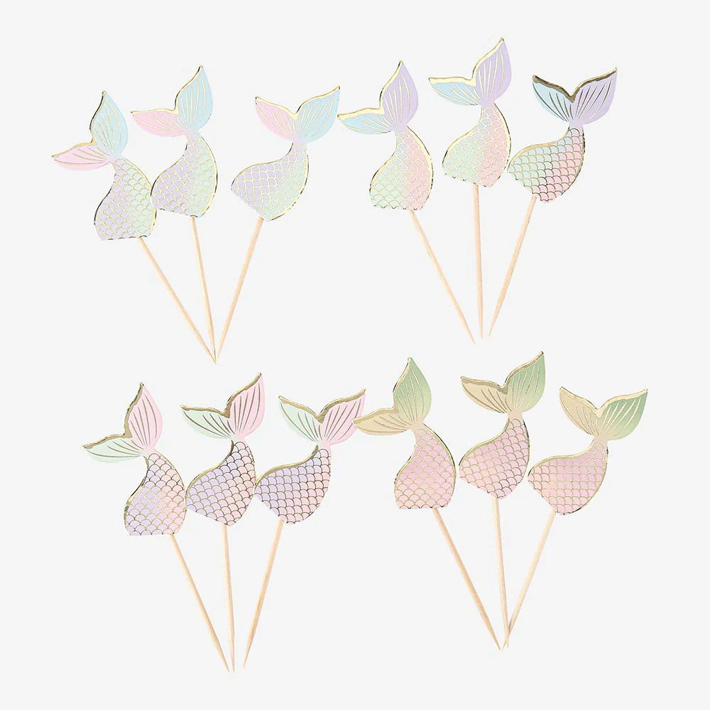 12 pics à cocktail iridescents sirène