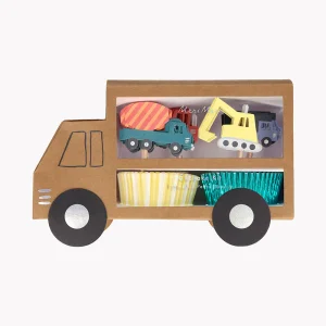 24 toppers et caissettes à cupcakes camion de travaux