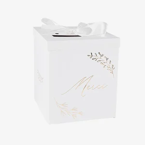 Urne merci blanche et or