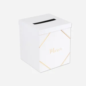 Urne merci blanc et or